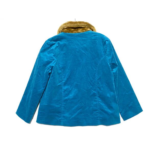 Corduroy Blue Coat Fuzzy Collar Buttons Jelly Bean Plus Size Apparel Girls 12.5 - Picture 2 of 9